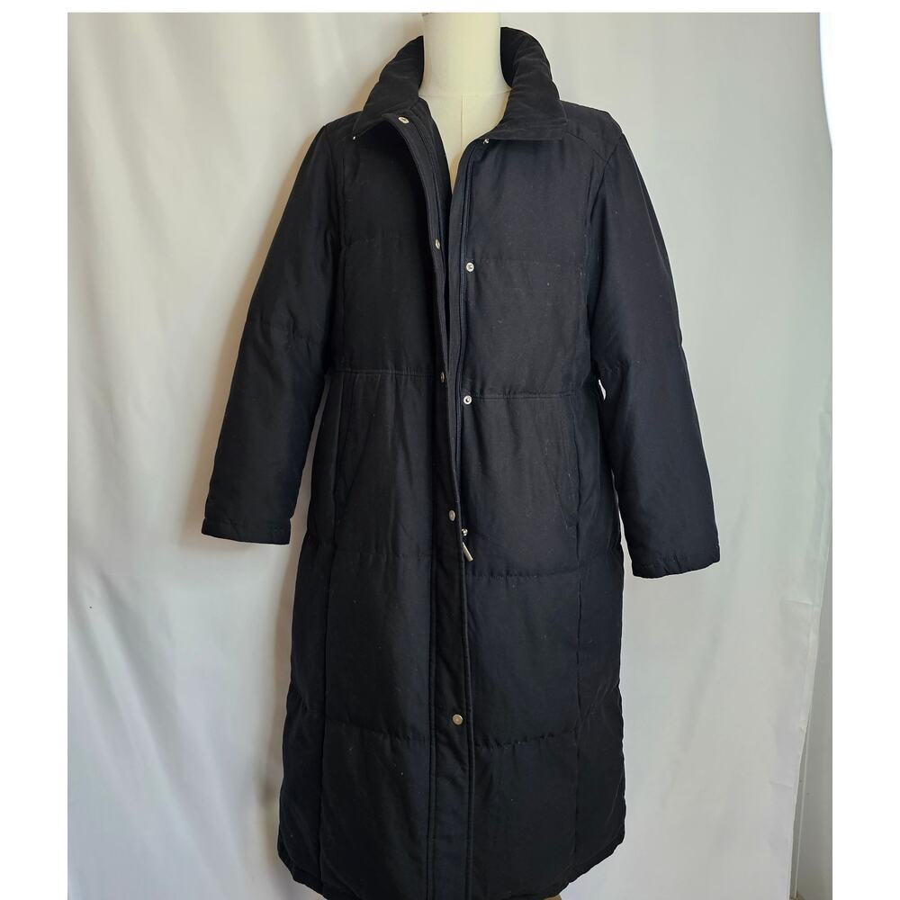 Utex‎ Design Mens XL Long Puffer Coat Black Down Fill Quilted Parka Jacket 2371